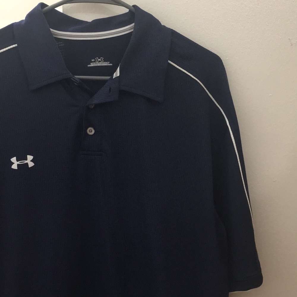 Under Armour - Blue & White Polyester Polo